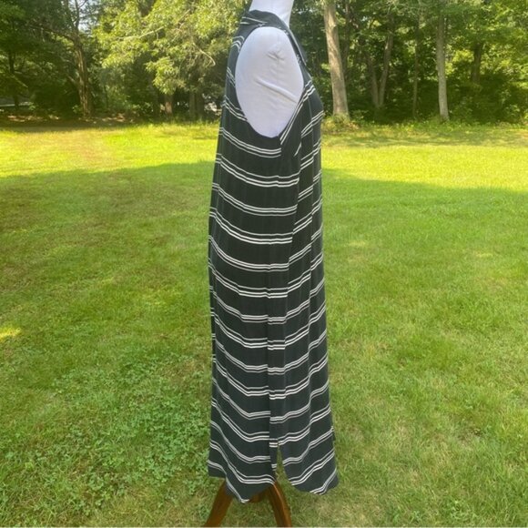 ANTHROPOLOGIE POSTMARK DRESS MAXI BLACK WHITE STRIPE SLEEVELESS V-NECK SIZE M - Picture 5 of 9